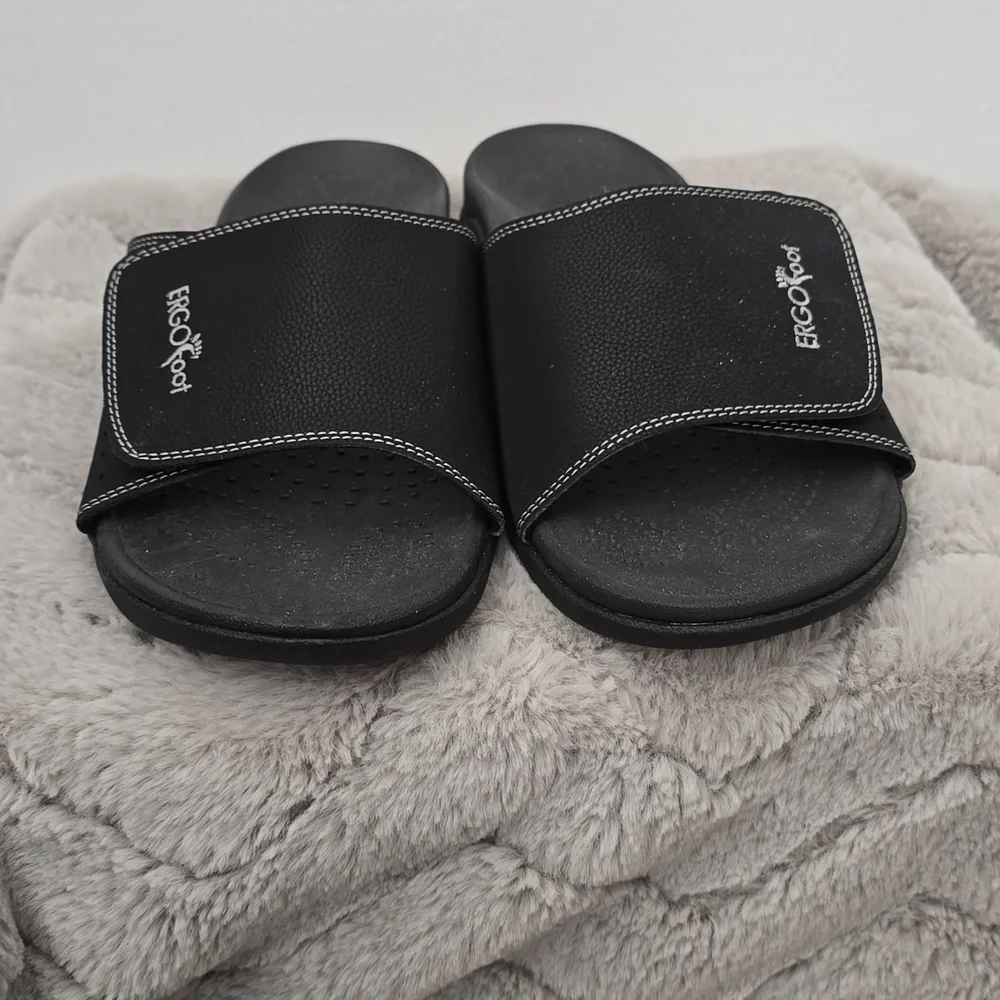Ergo Foot Black Slide Sandals - Picture 2 of 5